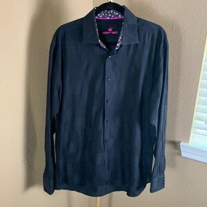 Bertigo Black Checkered Button Down Shirt Mens Large Cotton Long Sleeve